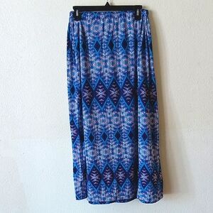 Blue Geometric Patterned Women's Skirt